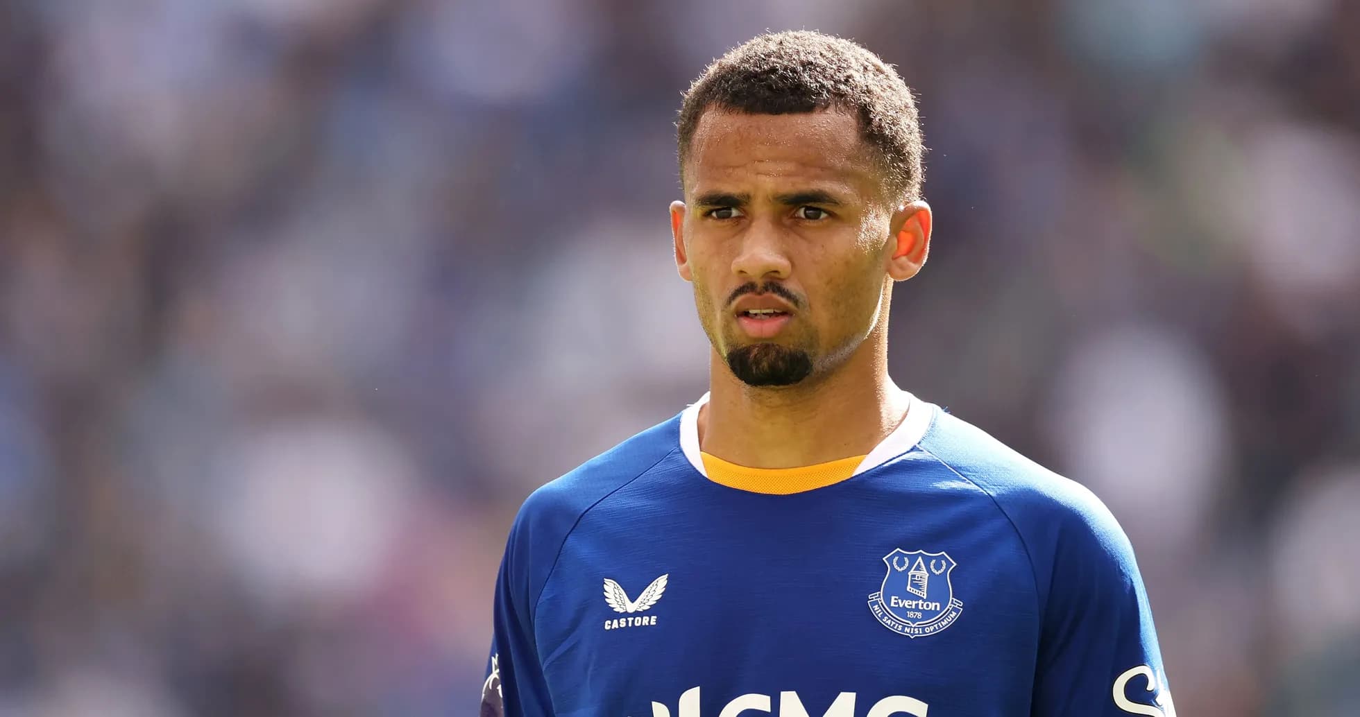 Everton player during match, focused on game