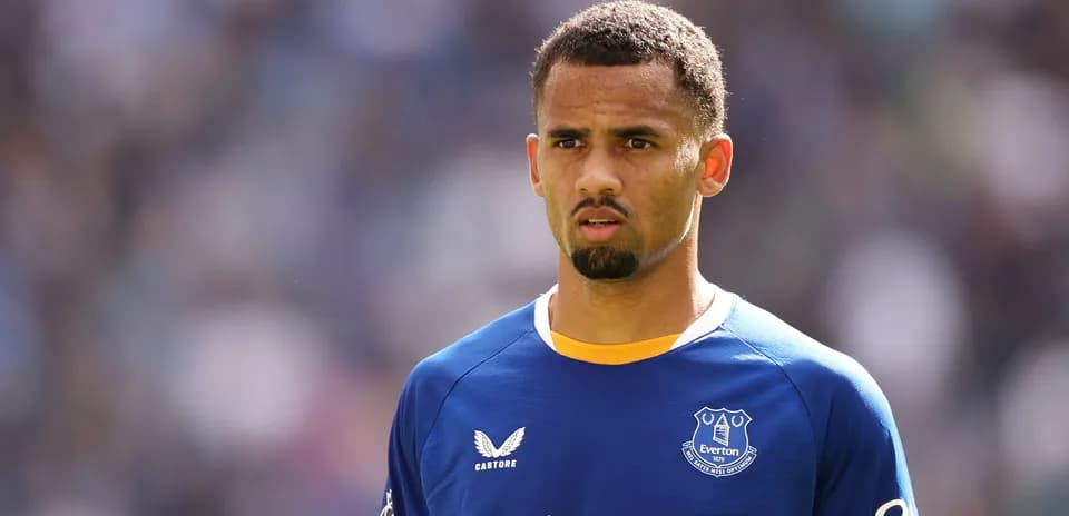 Everton player during match, focused on game
