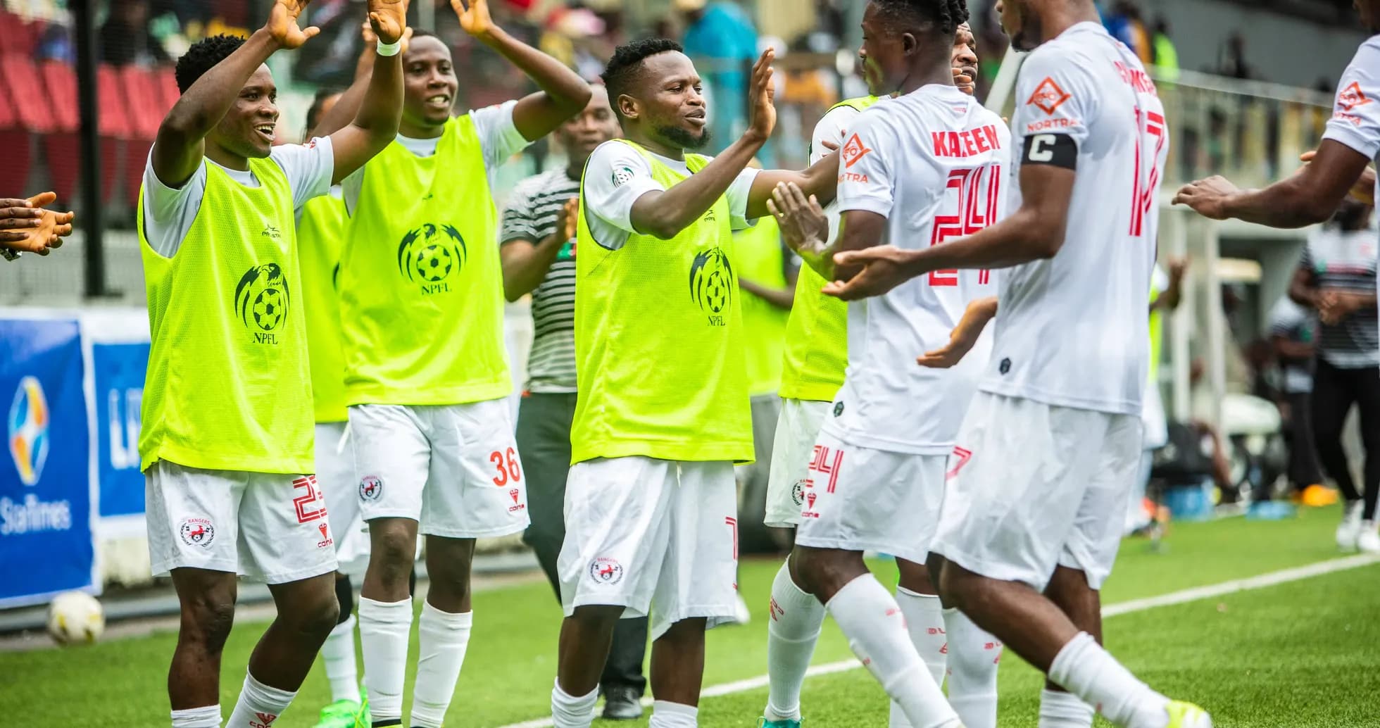 Players celebrating during NPFL match
