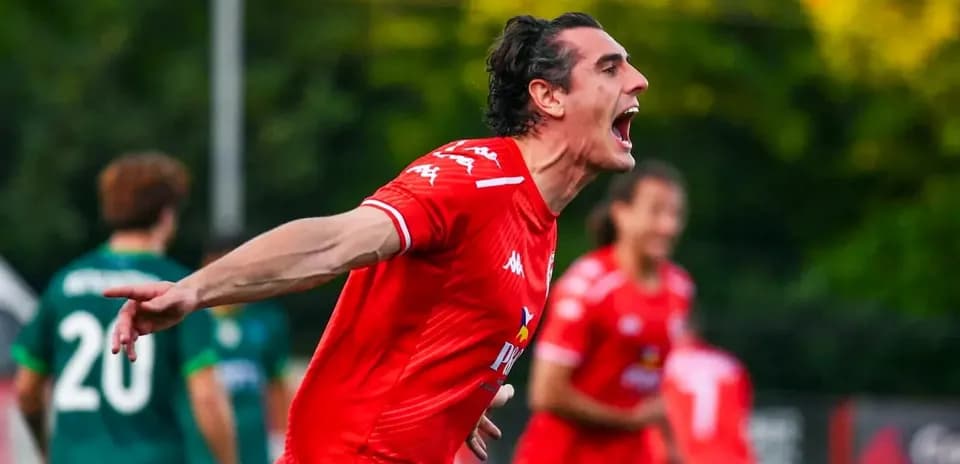 Player celebrating goal during football match