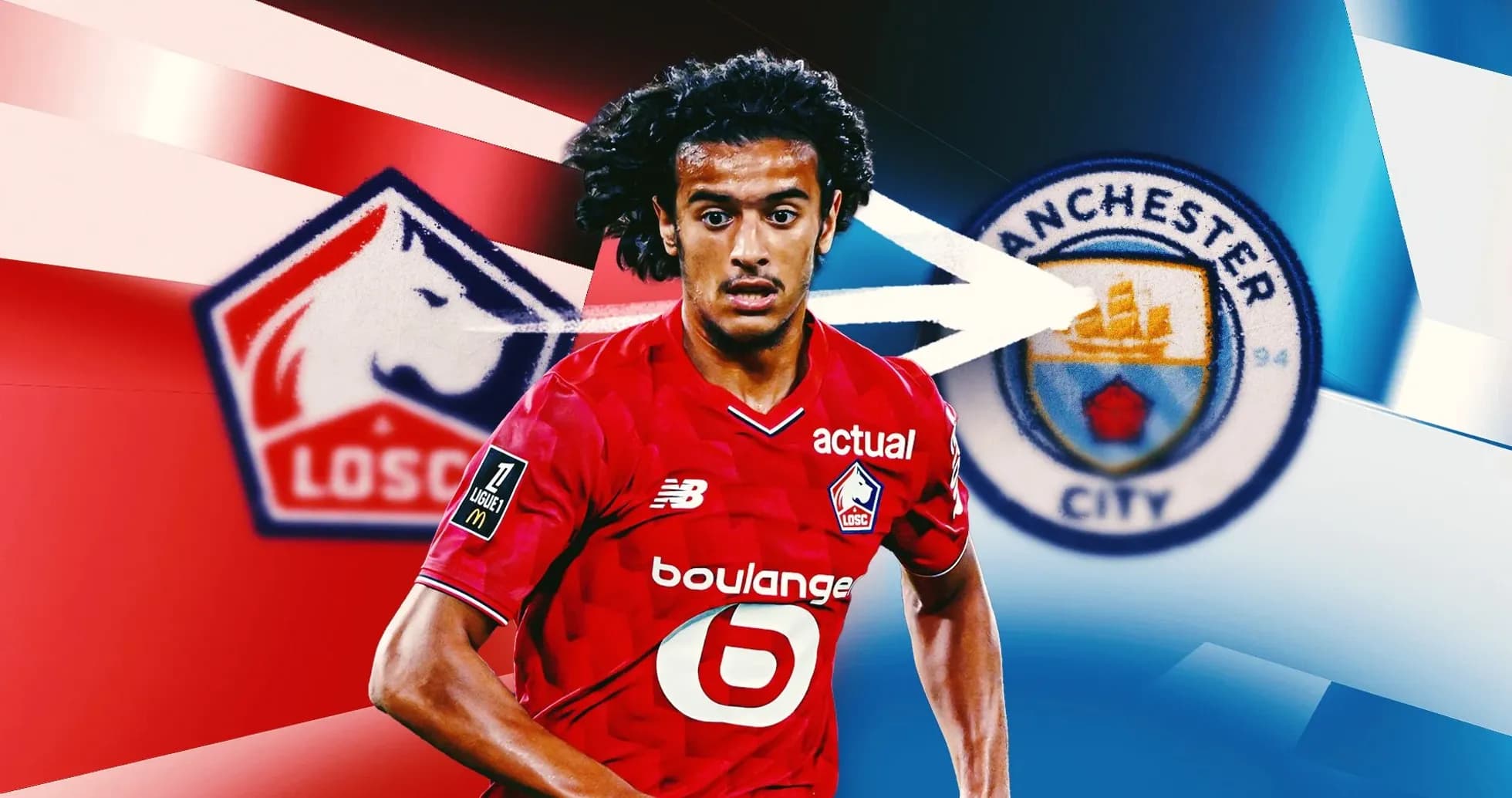 Player in LOSC jersey with Manchester City logo
