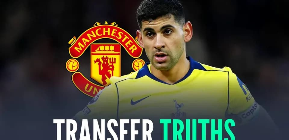 Player in yellow kit with Manchester United logo background