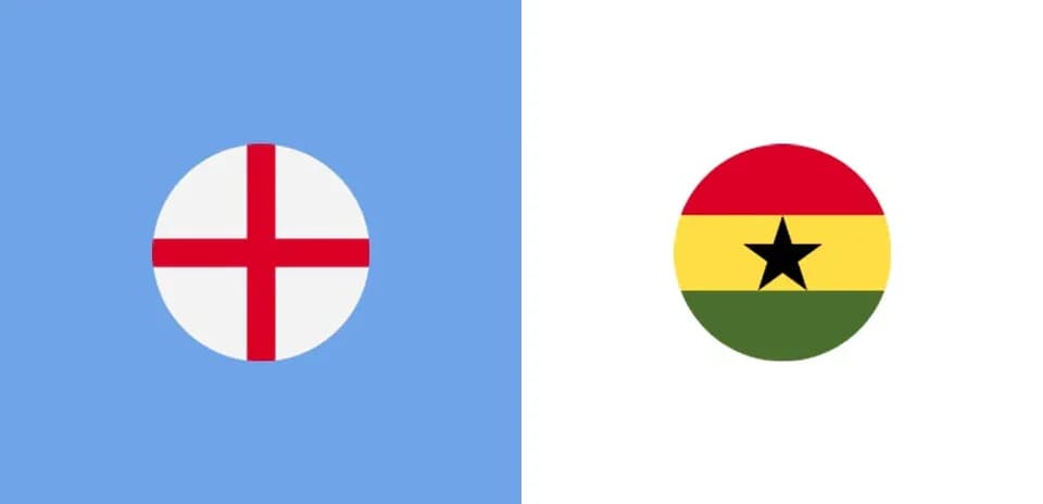 Flags of England and Ghana on colored backgrounds