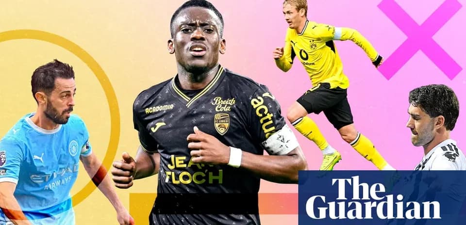 Four football players in action on colorful background