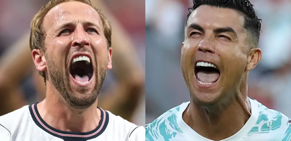 Harry Kane and Cristiano Ronaldo celebrating a goal