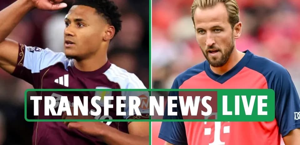 Two football players with transfer news banner