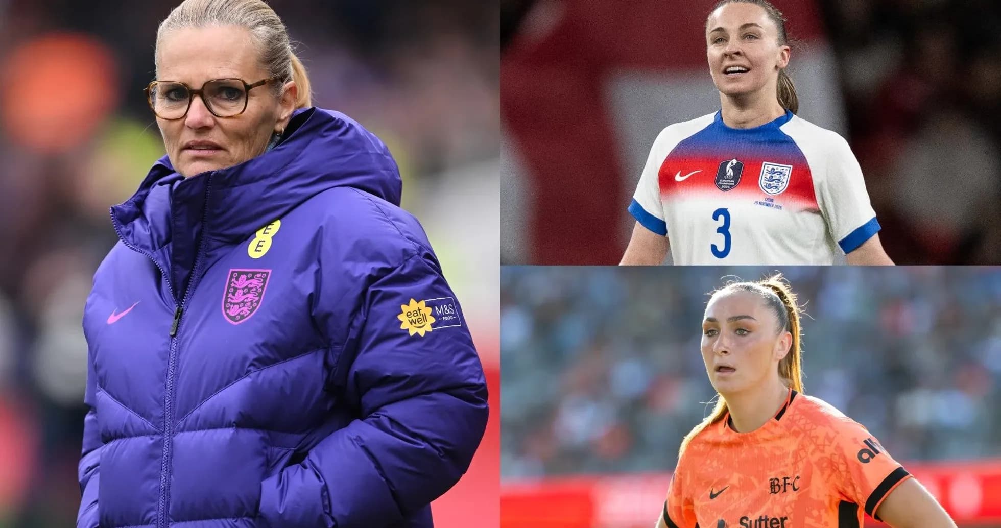 Three women in football: coach and two players