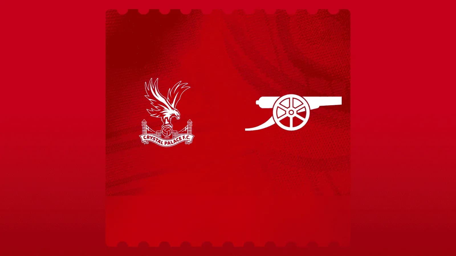Logos of Crystal Palace and Arsenal on red background
