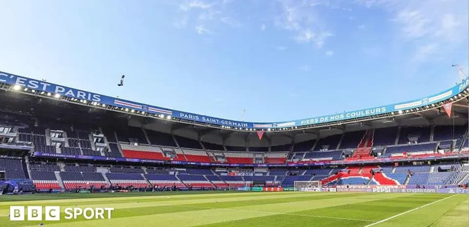 Empty stadium interior of Parc des Princes