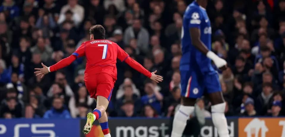 Player celebrating goal during Chelsea vs PSG match