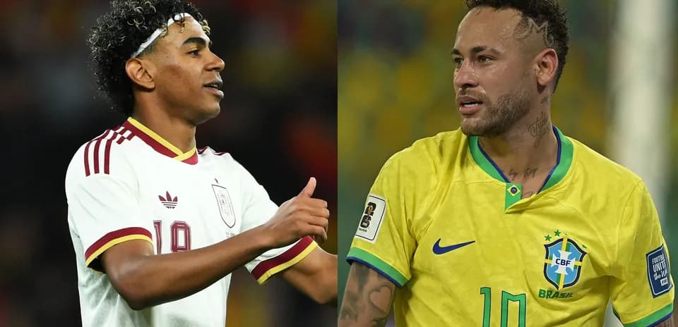 Two football players in national team jerseys