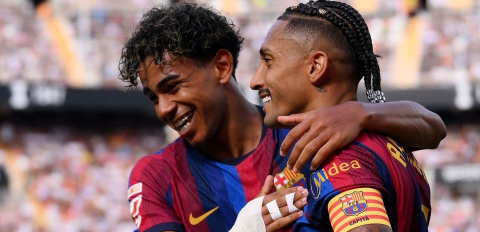Lamine Yamal Scores Twice as Barcelona Crush Valencia 5-0; Raphinha Matches Messi's Record