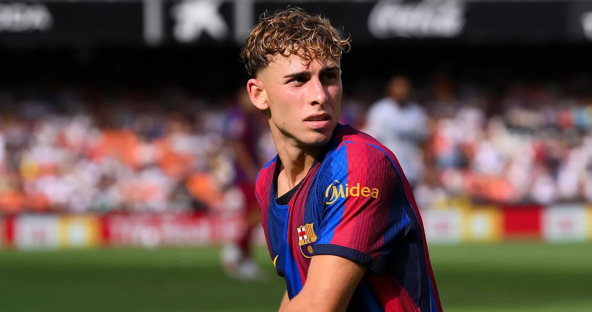 Barcelona player on the field during match Barcelona player on the field during match
