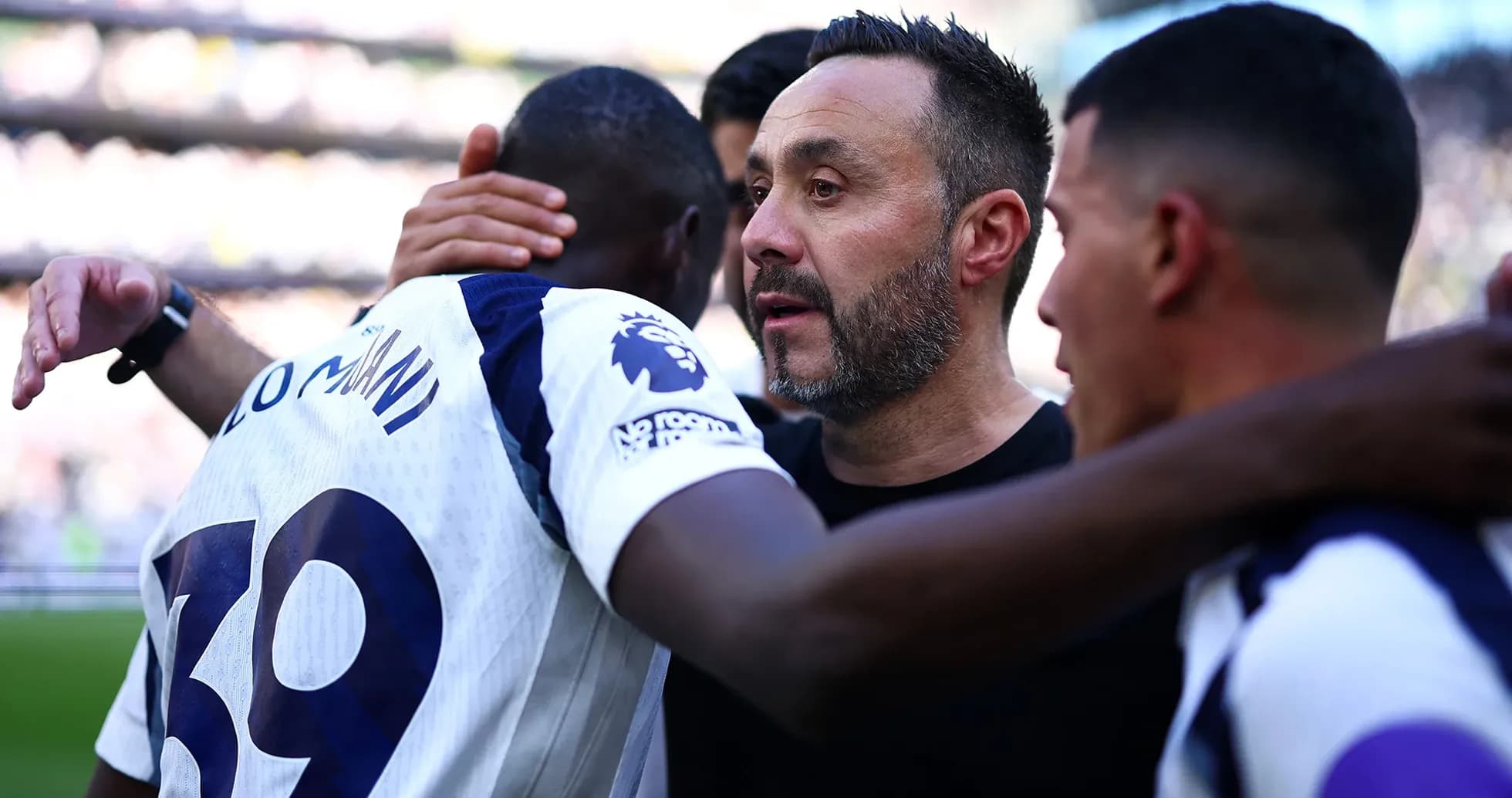 Players celebrating after a Premier League match Players celebrating after a Premier League match