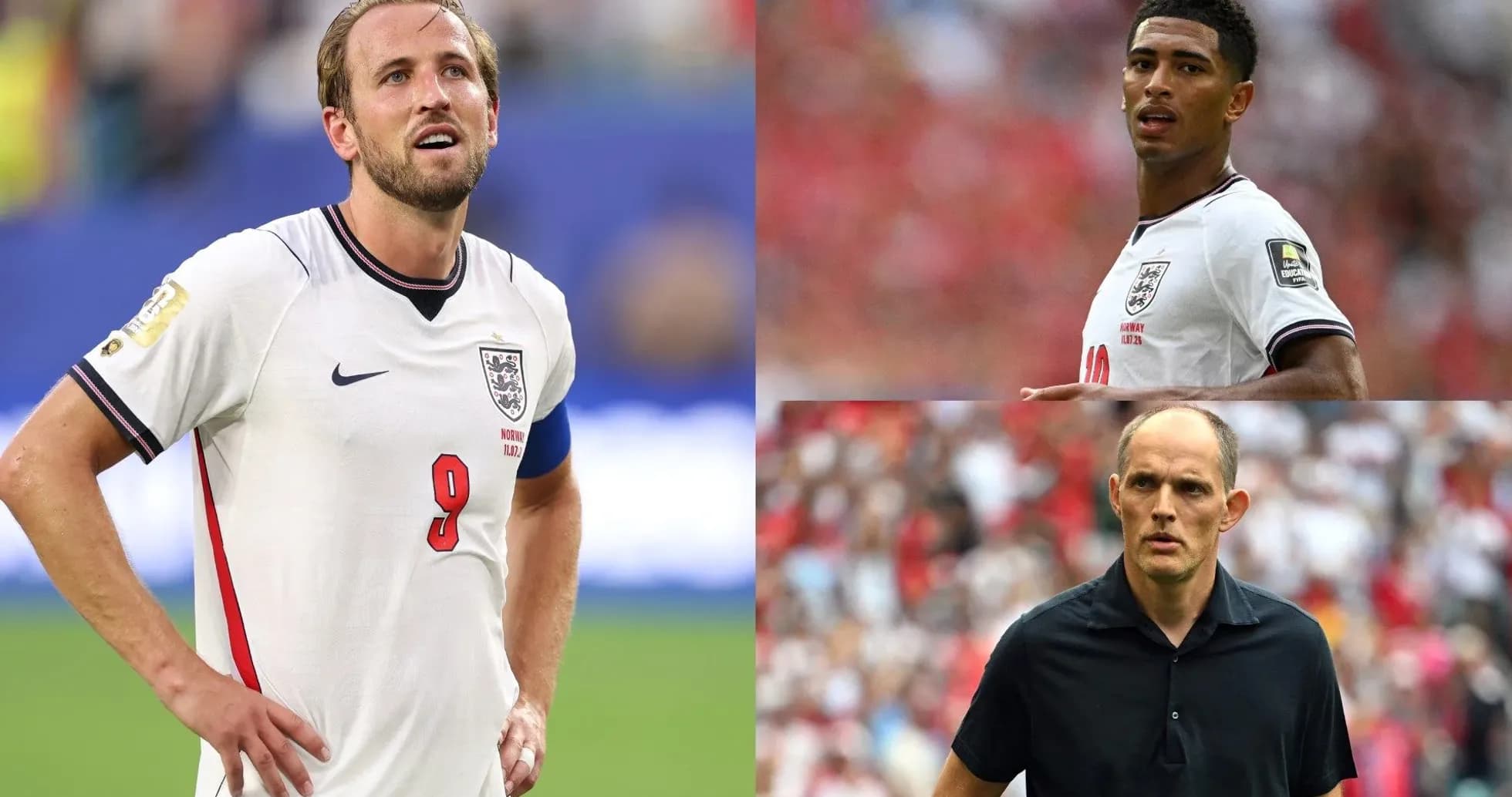 Harry Kane and Jude Bellingham during a match, with coach Harry Kane and Jude Bellingham during a match, with coach