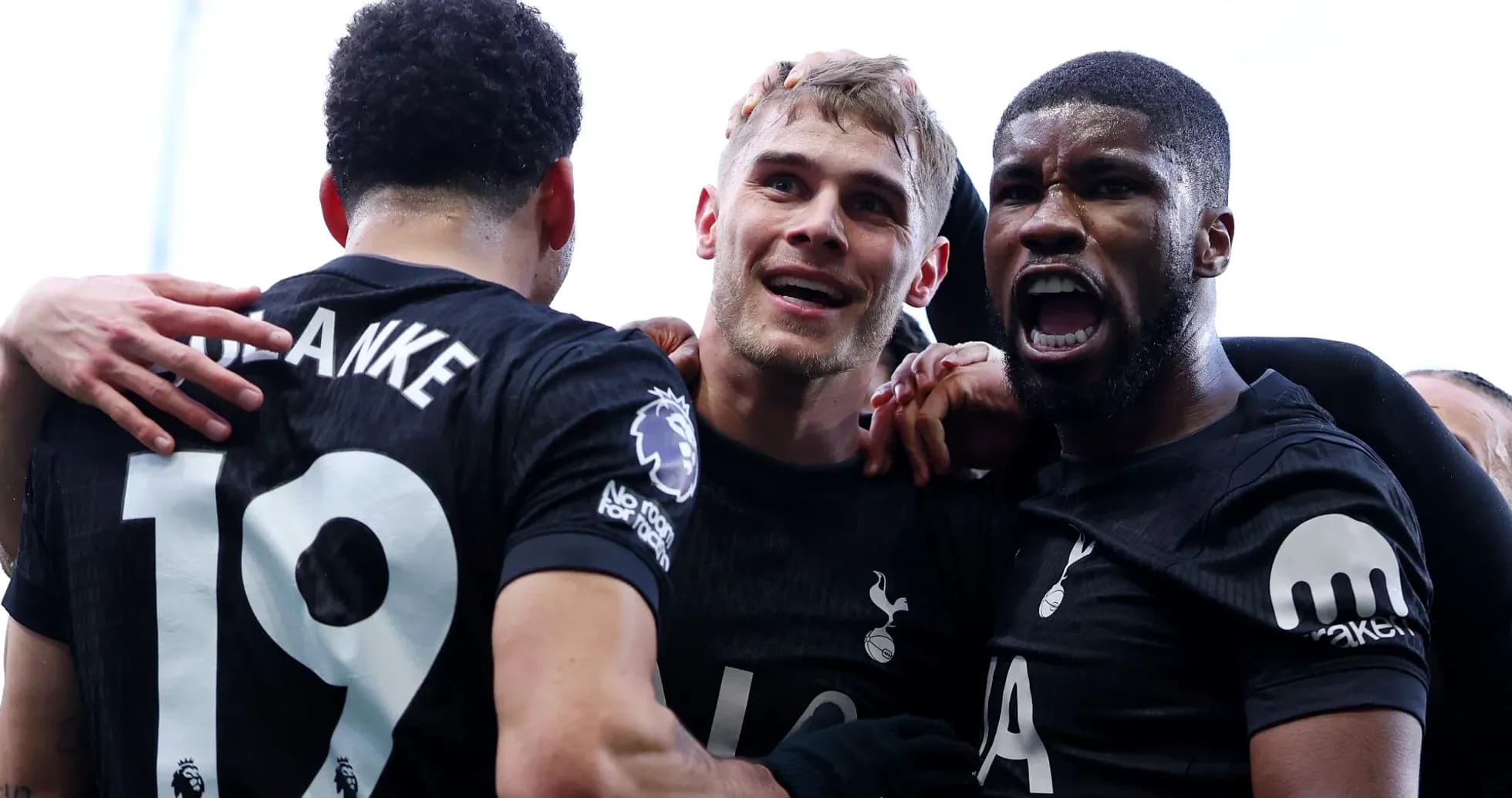 Tottenham players celebrating a goal together Tottenham players celebrating a goal together