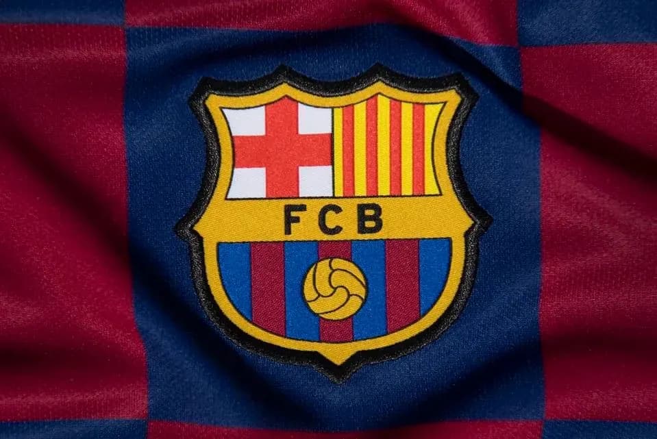 FC Barcelona club logo on team jersey FC Barcelona club logo on team jersey