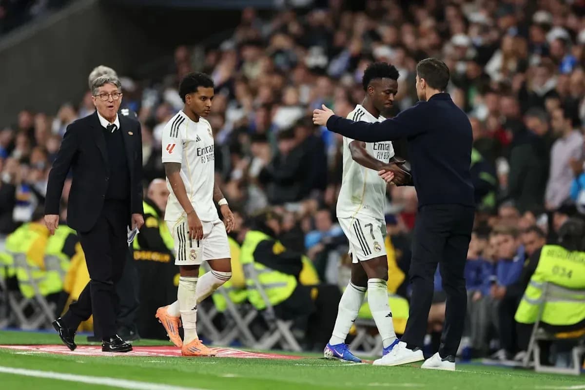 Real Madrid players being substituted during match Real Madrid players being substituted during match