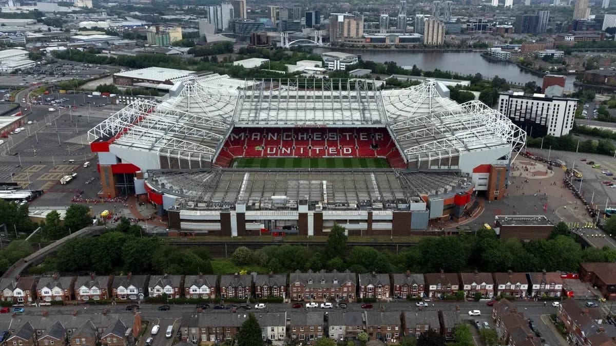 Aerial view of Old Trafford stadium in Manchester Aerial view of Old Trafford stadium in Manchester
