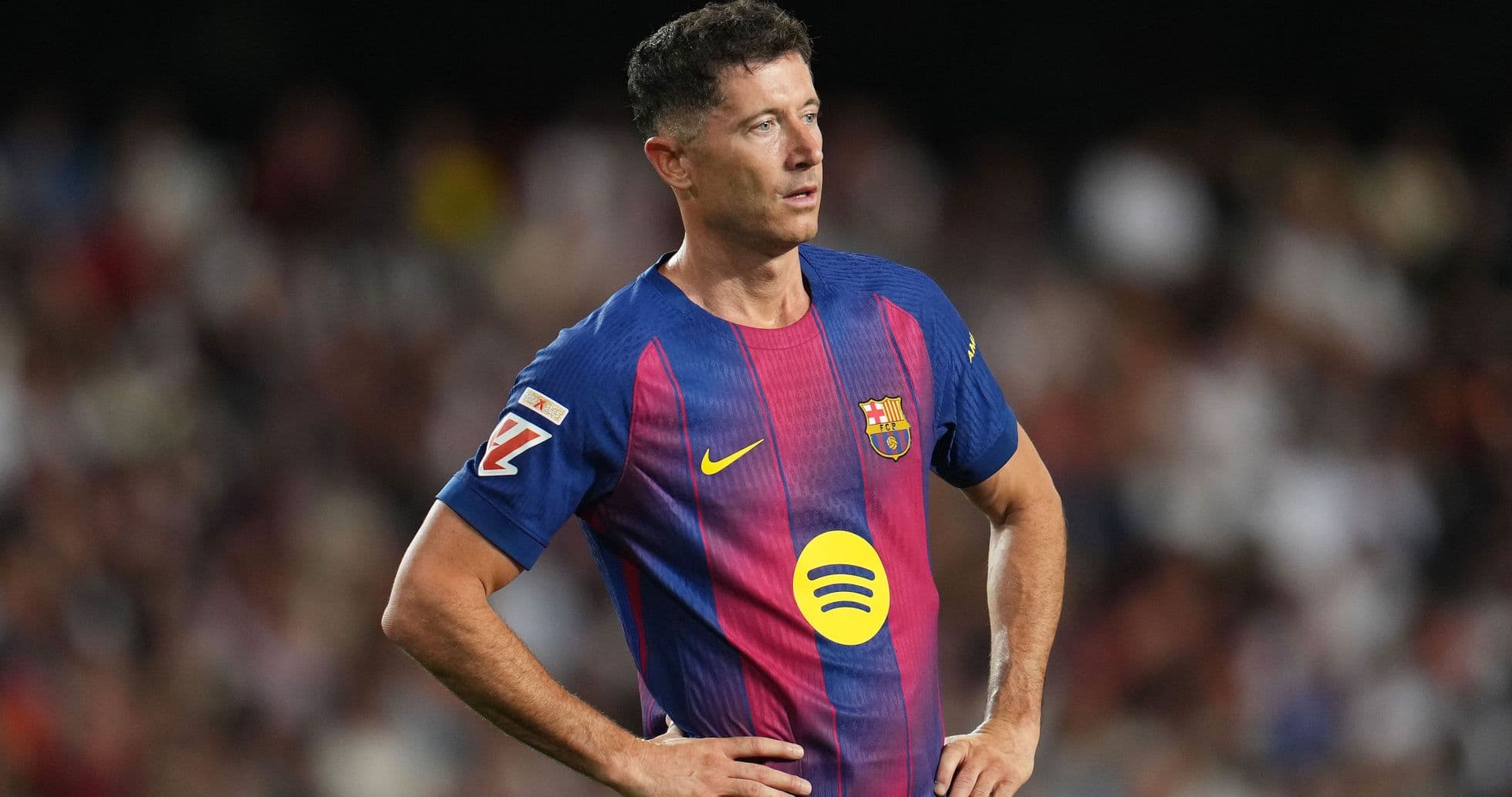 Player in Barcelona kit during a match Player in Barcelona kit during a match