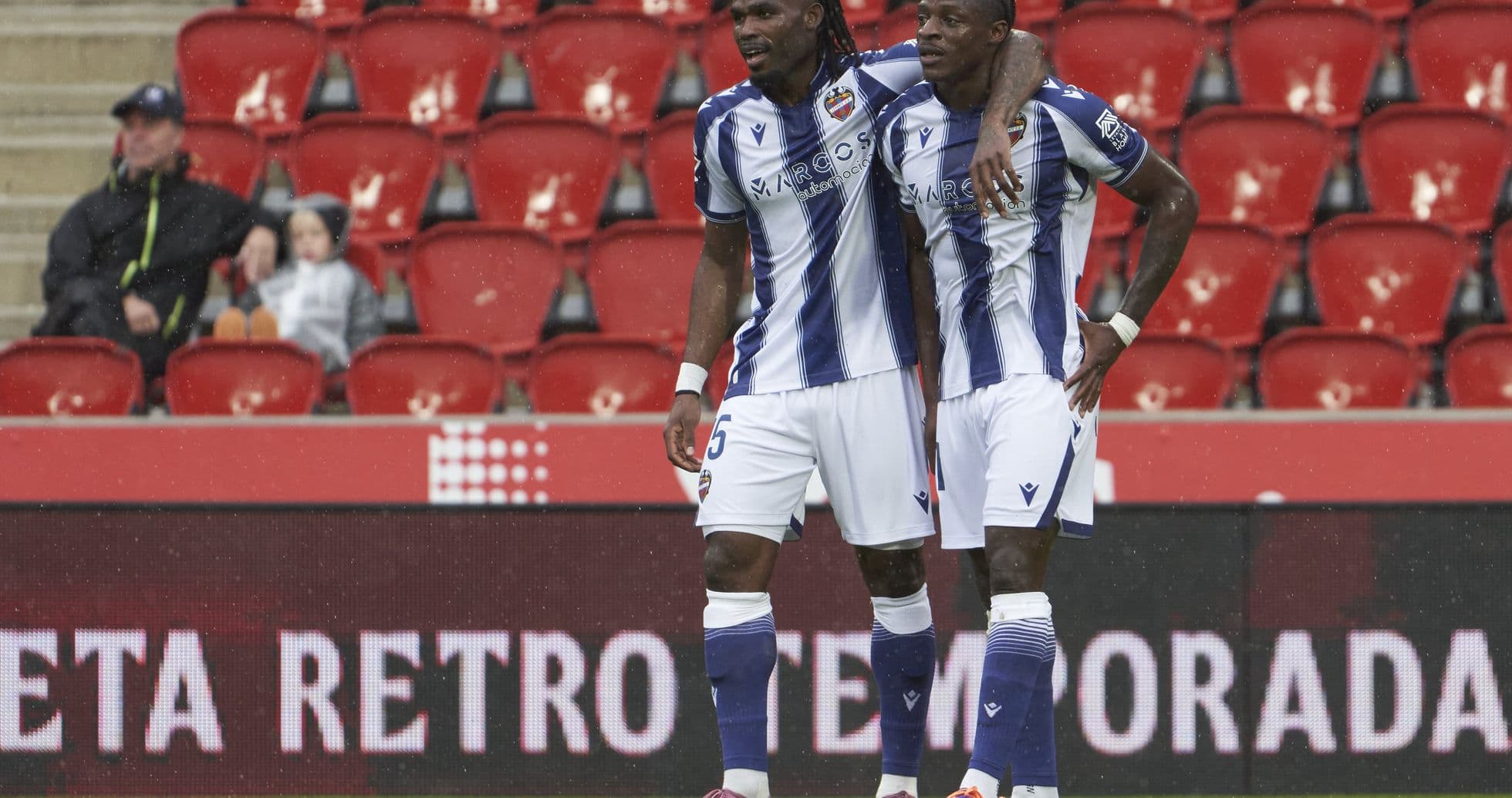 Levante players celebrating a goal during match Levante players celebrating a goal during match