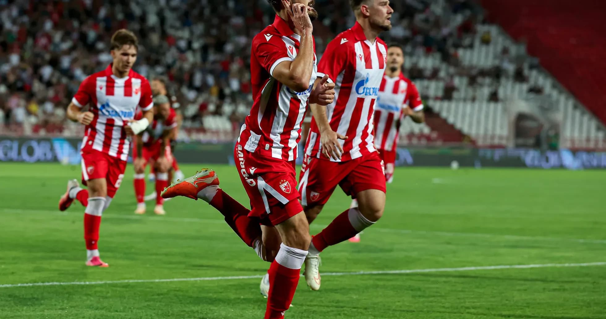 FK Crvena Zvezda players celebrating a goal FK Crvena Zvezda players celebrating a goal