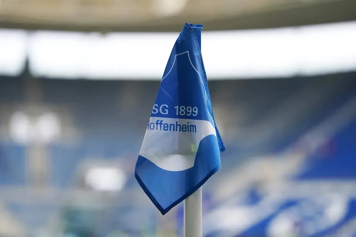 Corner flag of TSG 1899 Hoffenheim at stadium Corner flag of TSG 1899 Hoffenheim at stadium