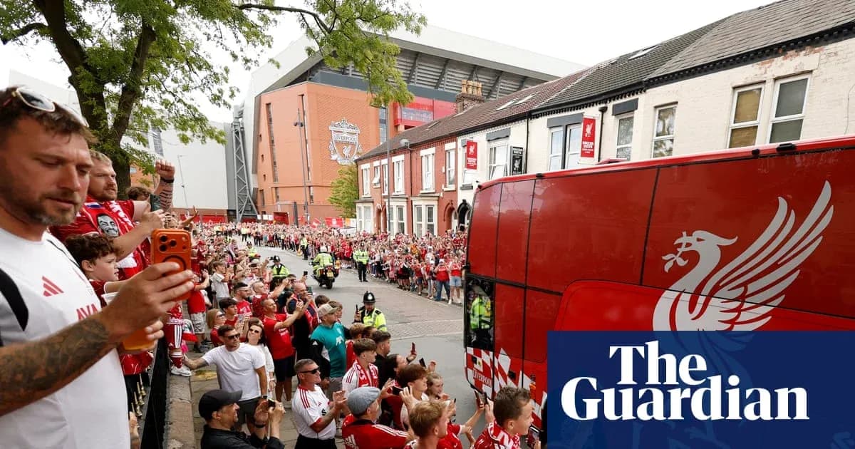 Liverpool fans gathered as team bus arrives at stadium Liverpool fans gathered as team bus arrives at stadium