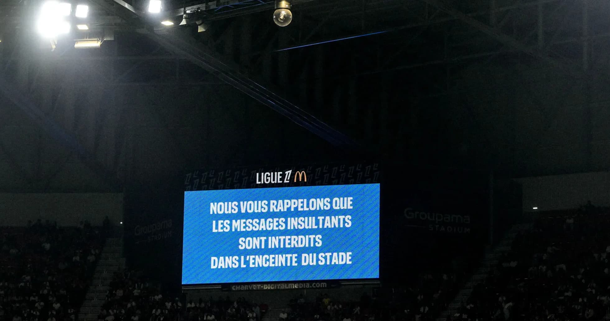 LED screen displaying stadium rules during match LED screen displaying stadium rules during match
