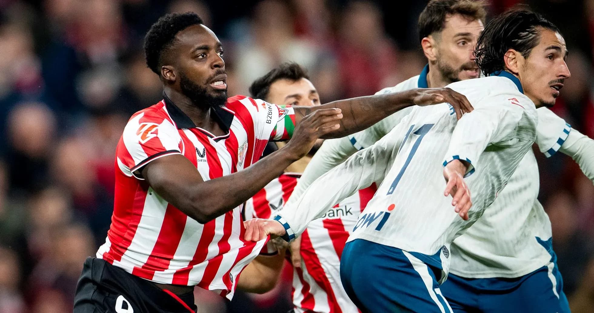 Athletic Club players competing in La Liga match Athletic Club players competing in La Liga match