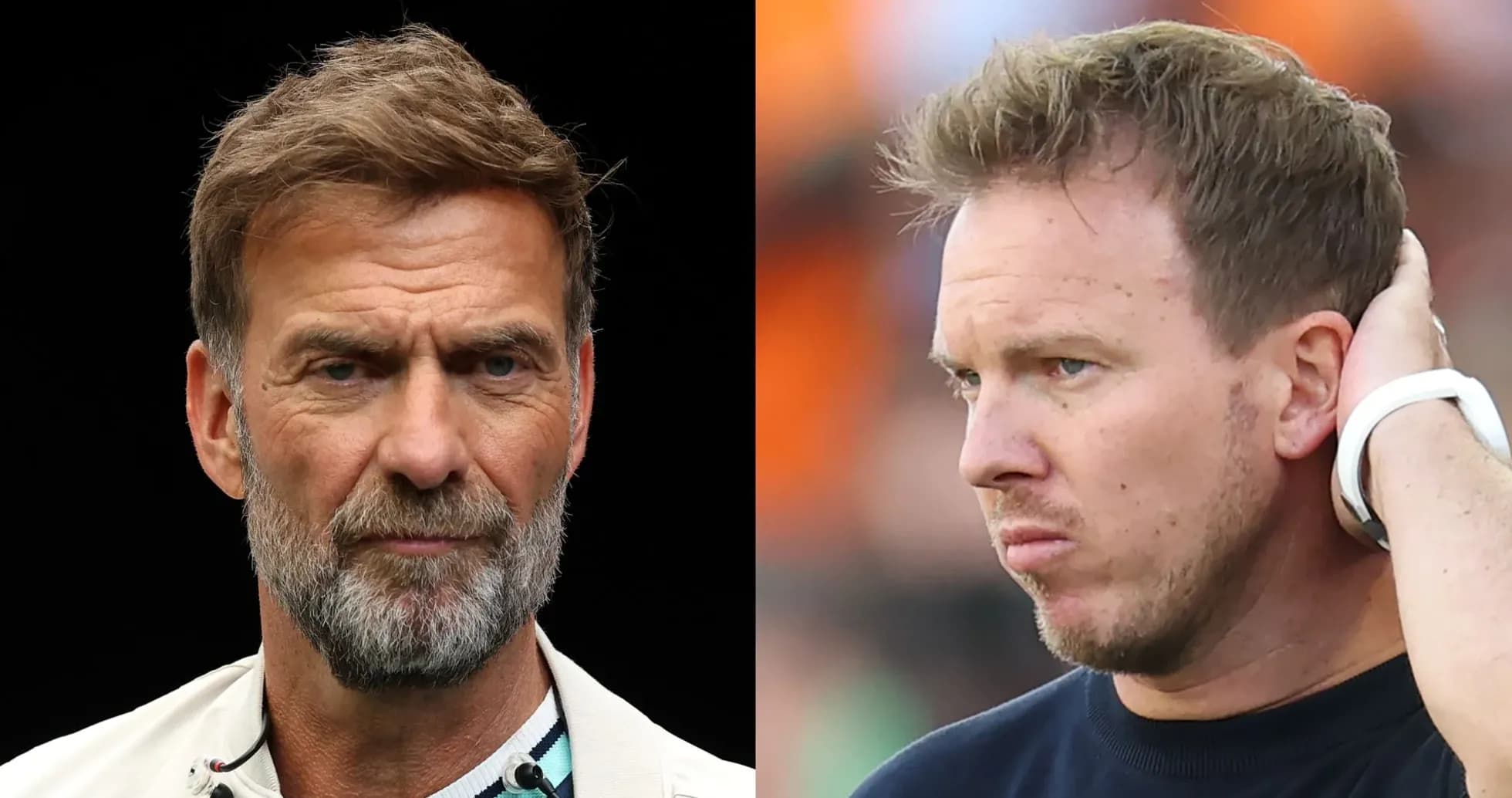 Two football managers posing for a portrait Two football managers posing for a portrait