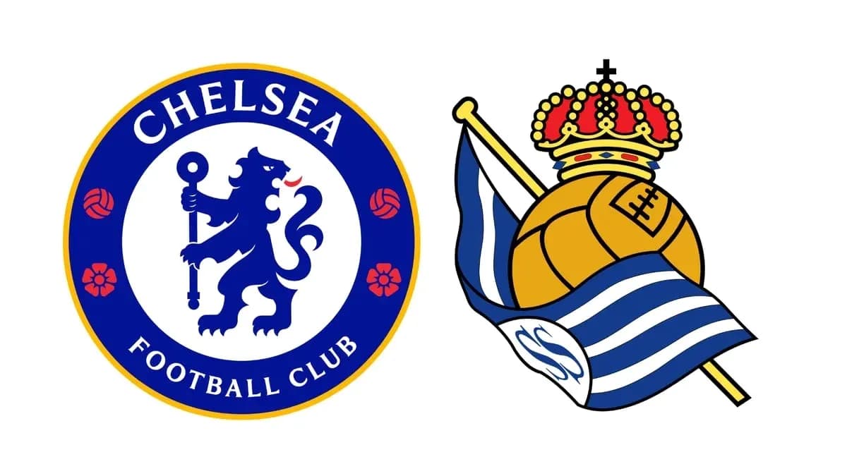 Logos of Chelsea and Real Sociedad football clubs Logos of Chelsea and Real Sociedad football clubs