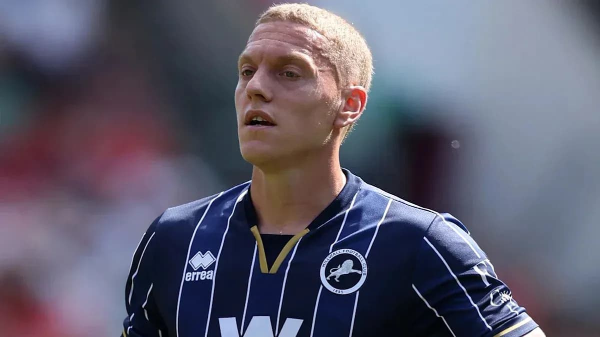 Player wearing Millwall FC kit during match Player wearing Millwall FC kit during match