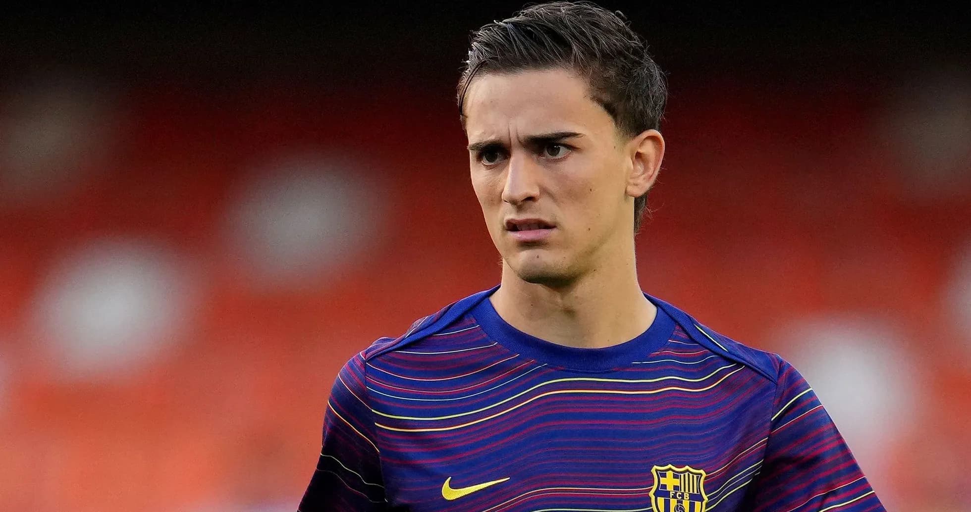 Player in Barcelona jersey during warm-up session Player in Barcelona jersey during warm-up session