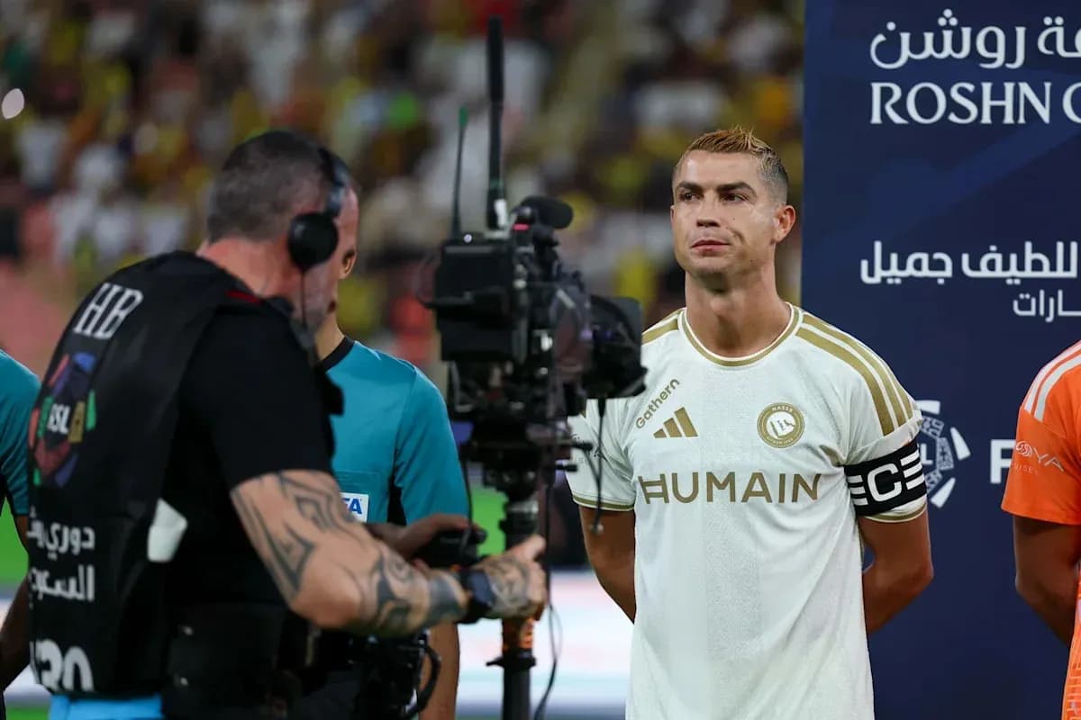 Cristiano Ronaldo at press conference before match Cristiano Ronaldo at press conference before match