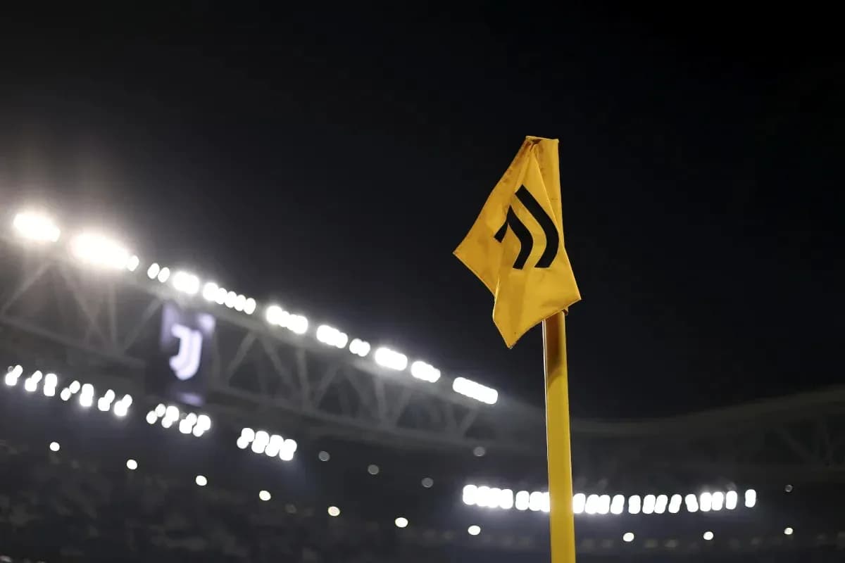 Corner flag at Juventus stadium under night lights Corner flag at Juventus stadium under night lights