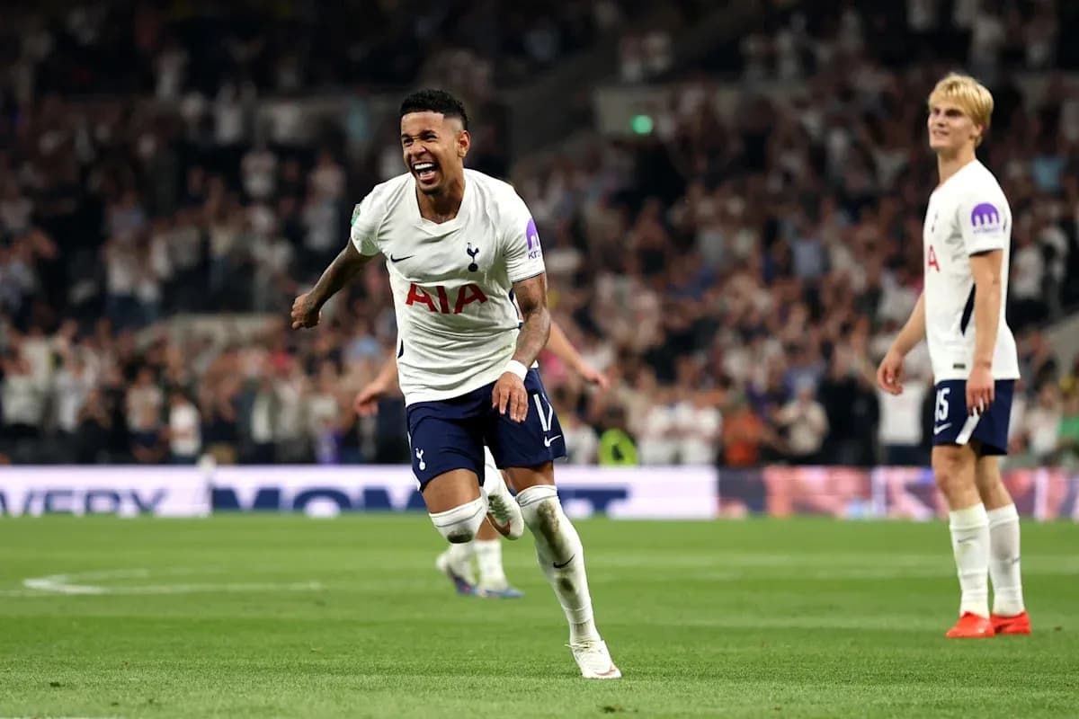 Tottenham player celebrating goal during match Tottenham player celebrating goal during match