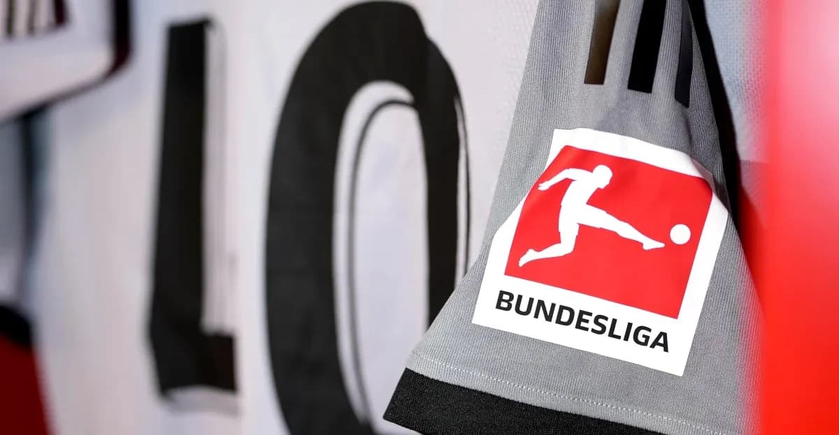 Close-up of Bundesliga logo on sports jersey Close-up of Bundesliga logo on sports jersey