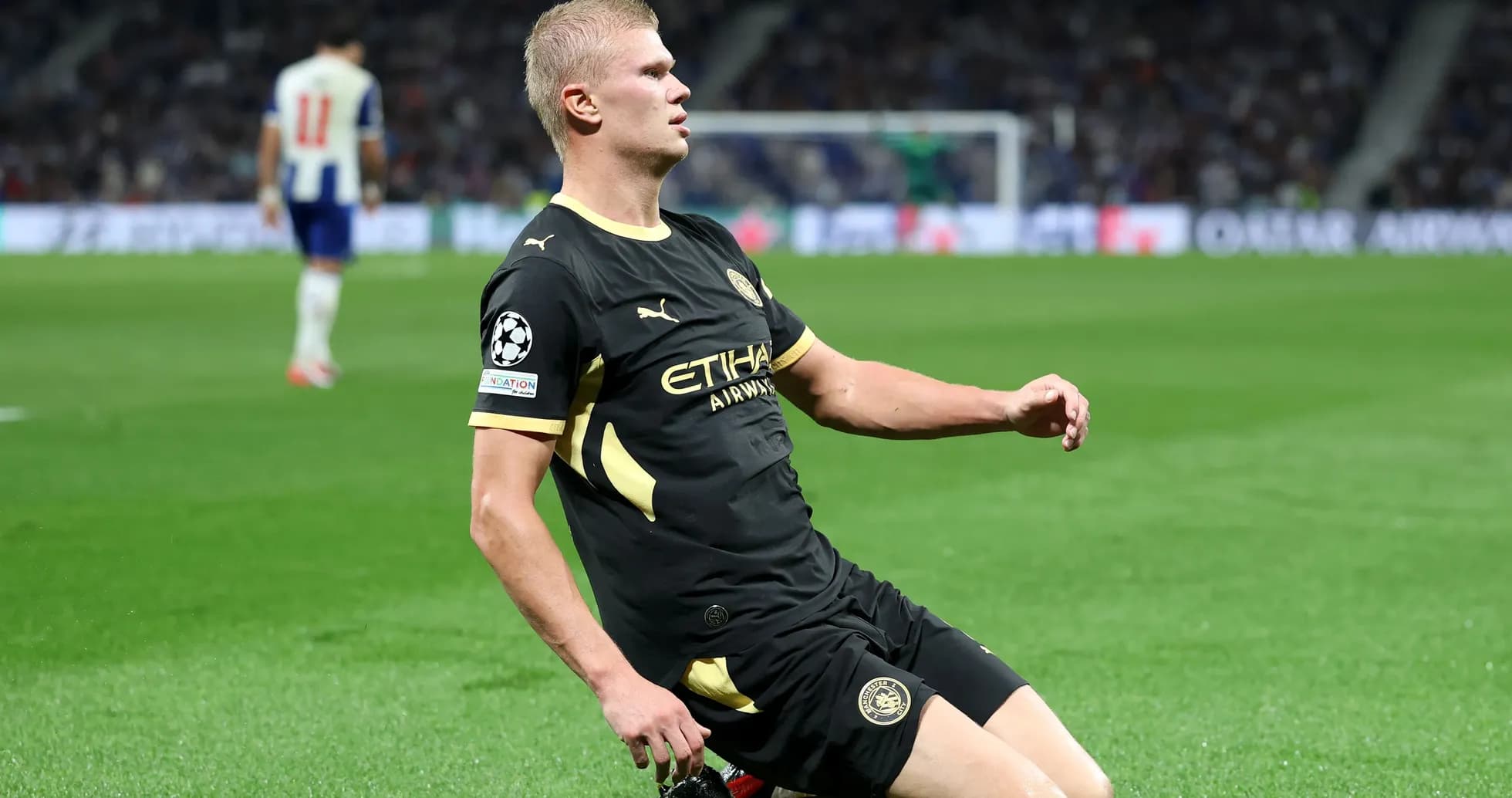 Player kneeling on pitch during UEFA Champions League match Player kneeling on pitch during UEFA Champions League match