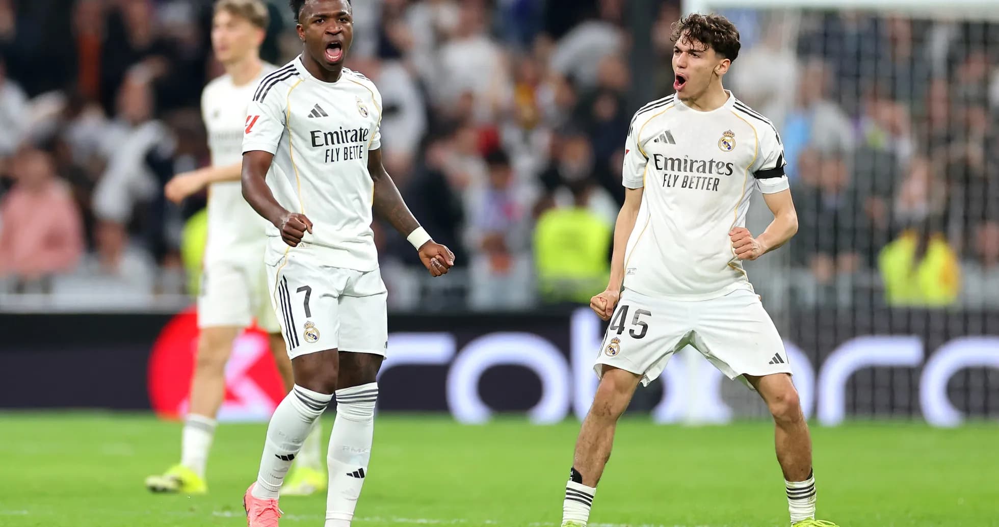 Real Madrid players celebrating during La Liga match Real Madrid players celebrating during La Liga match