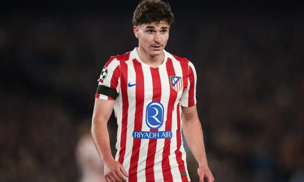 Player in Atletico Madrid kit during match Player in Atletico Madrid kit during match