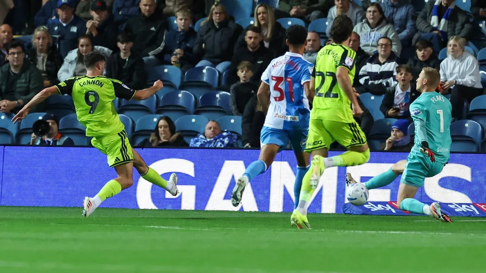 Player shooting on goal with goalkeeper in position Player shooting on goal with goalkeeper in position