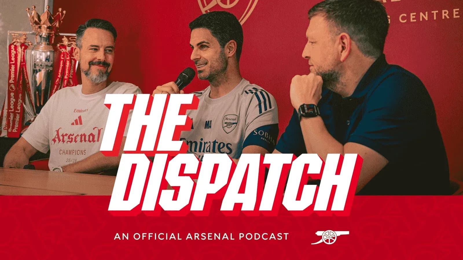 Podcast hosts discussing Arsenal at press conference Podcast hosts discussing Arsenal at press conference
