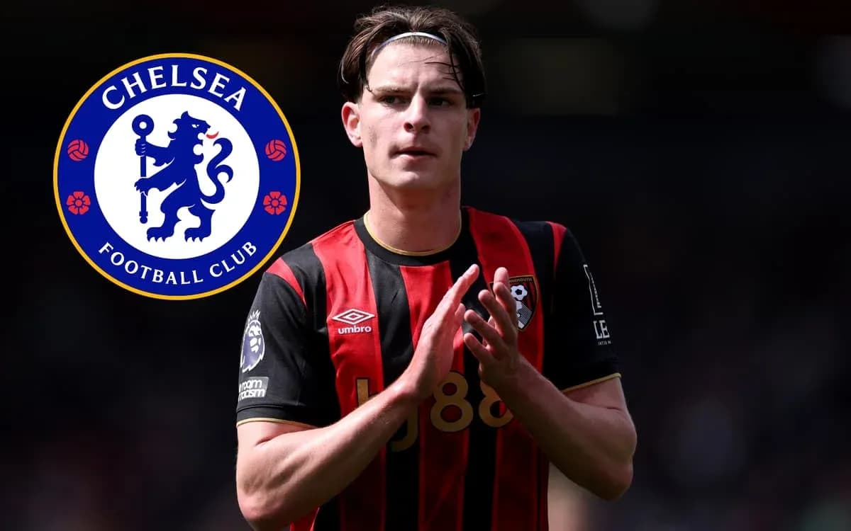 Player in Bournemouth kit with Chelsea logo overlay Player in Bournemouth kit with Chelsea logo overlay