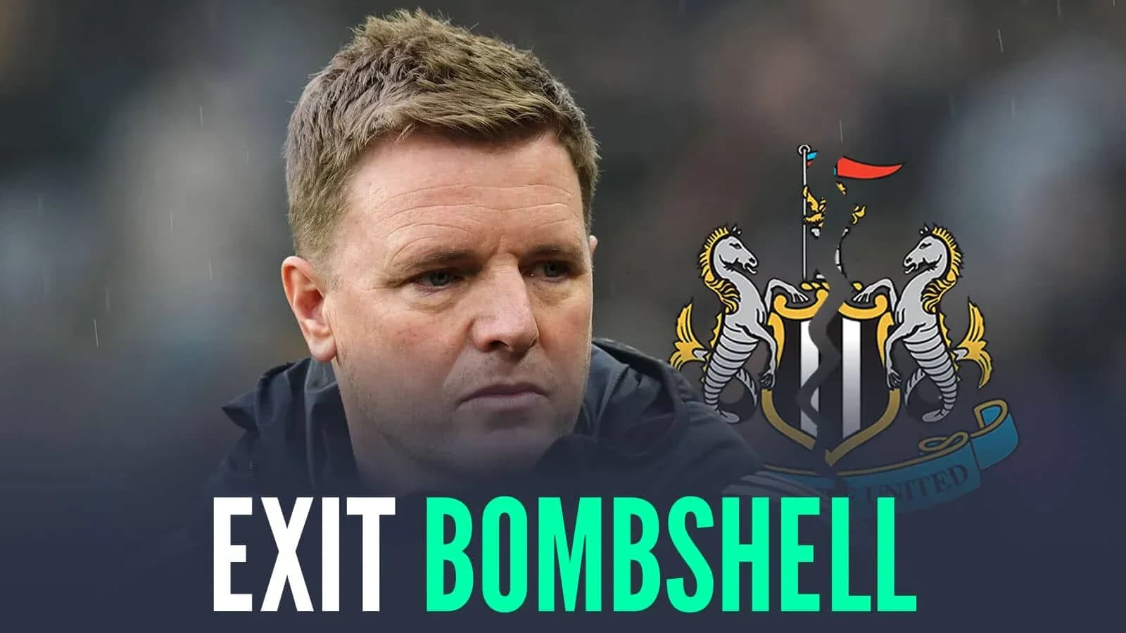 Newcastle United manager with club logo background Newcastle United manager with club logo background
