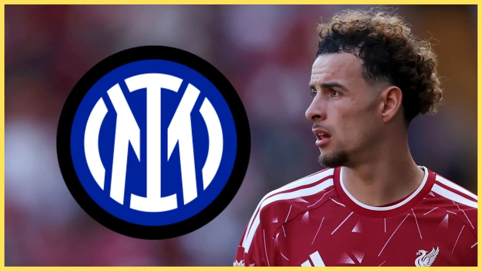 Player in Liverpool jersey with Inter Milan logo Player in Liverpool jersey with Inter Milan logo