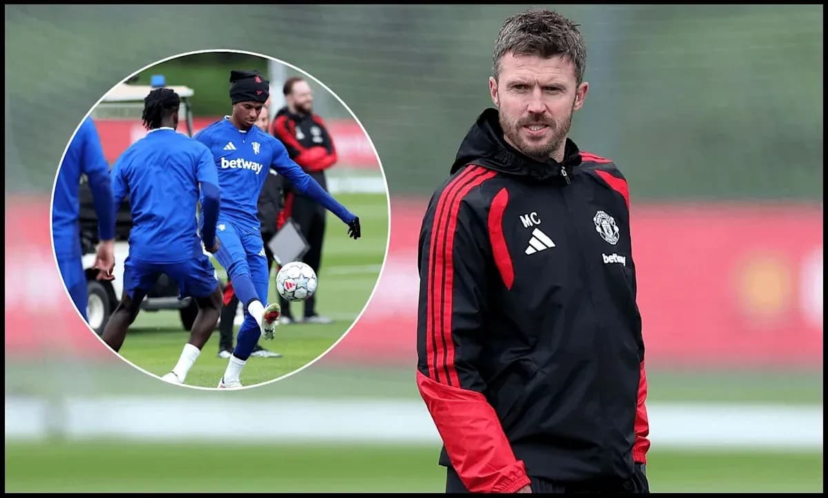Coach overseeing training session with players in action Coach overseeing training session with players in action