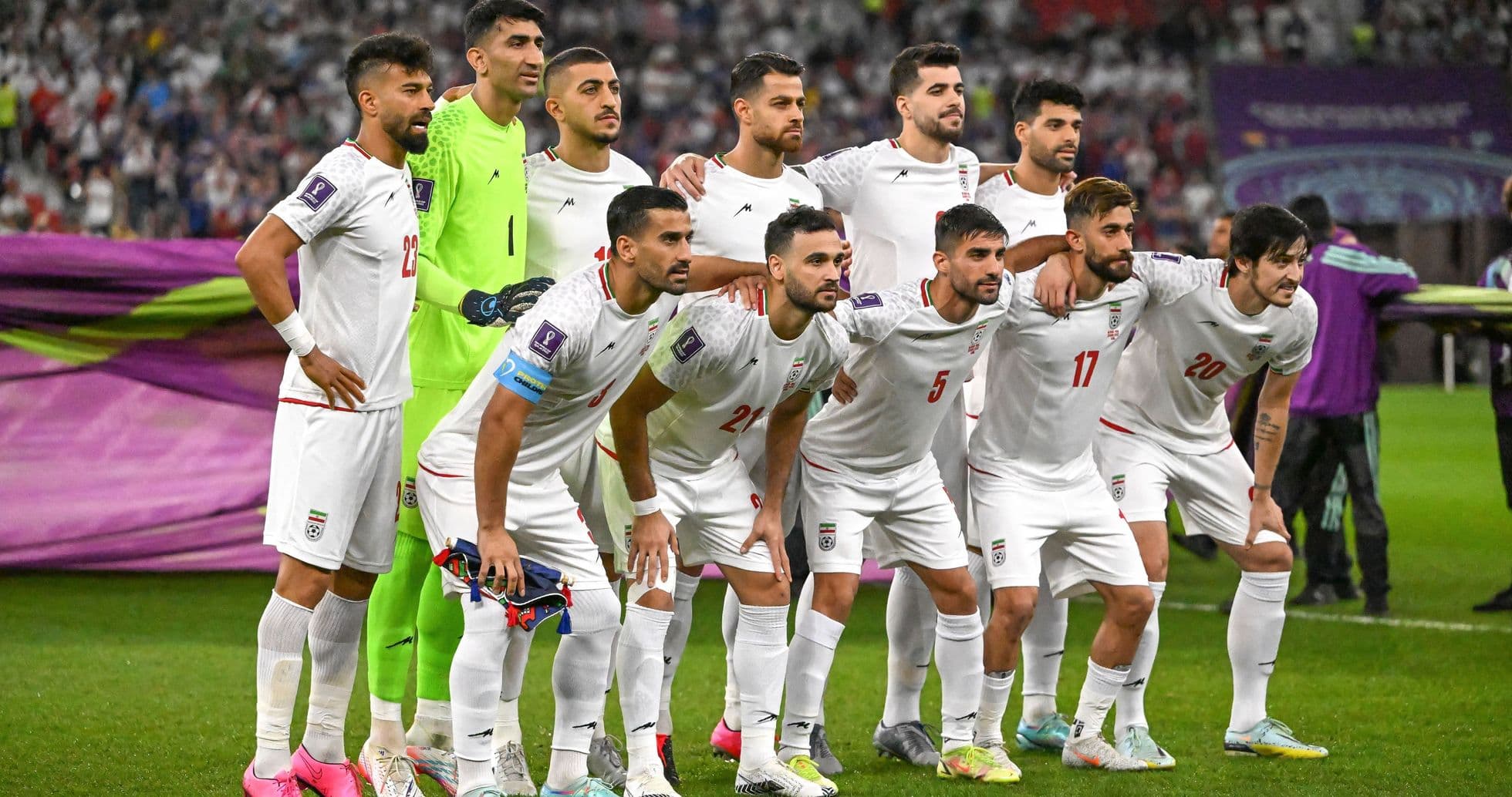 Iran national football team posing for team photo Iran national football team posing for team photo