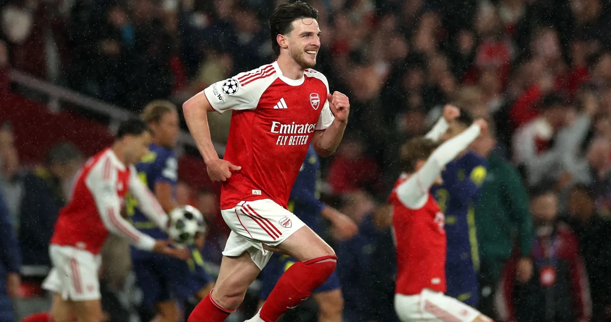 Arsenal player celebrating during UEFA Champions League match Arsenal player celebrating during UEFA Champions League match