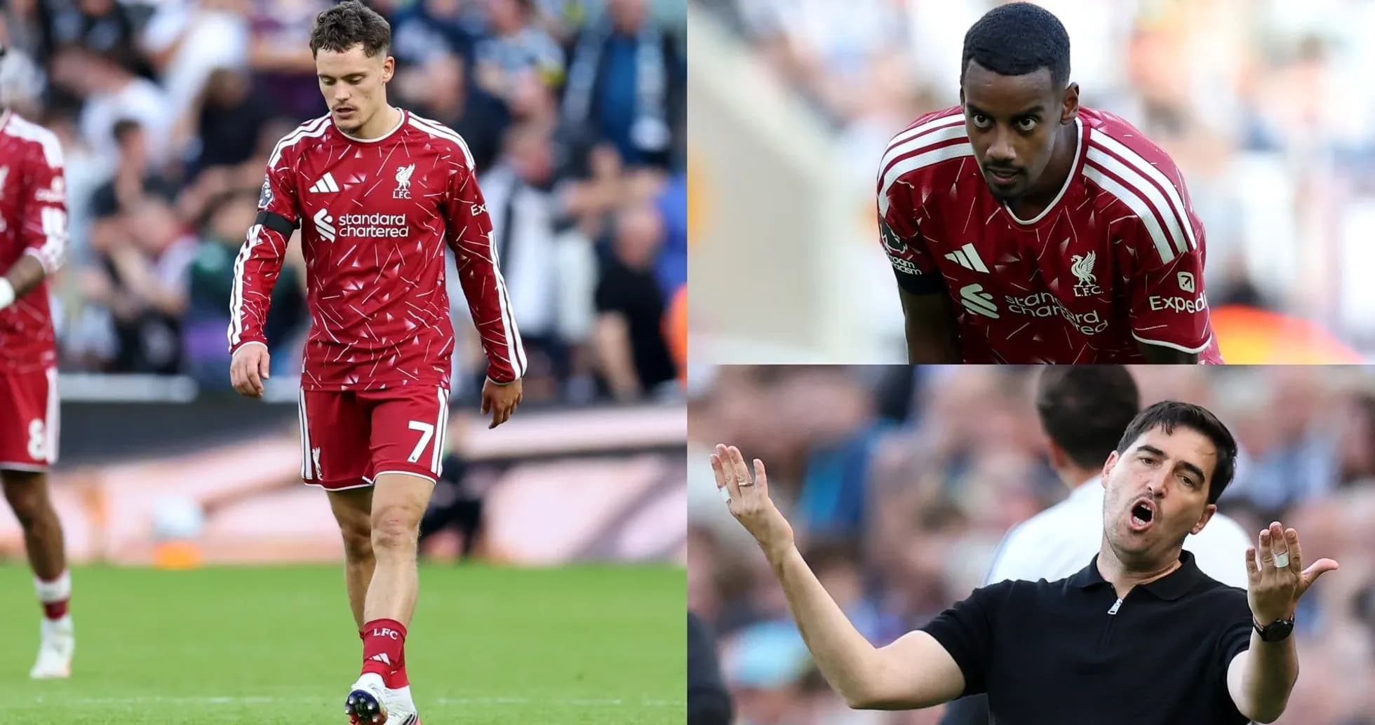 Liverpool players and manager reacting during match Liverpool players and manager reacting during match